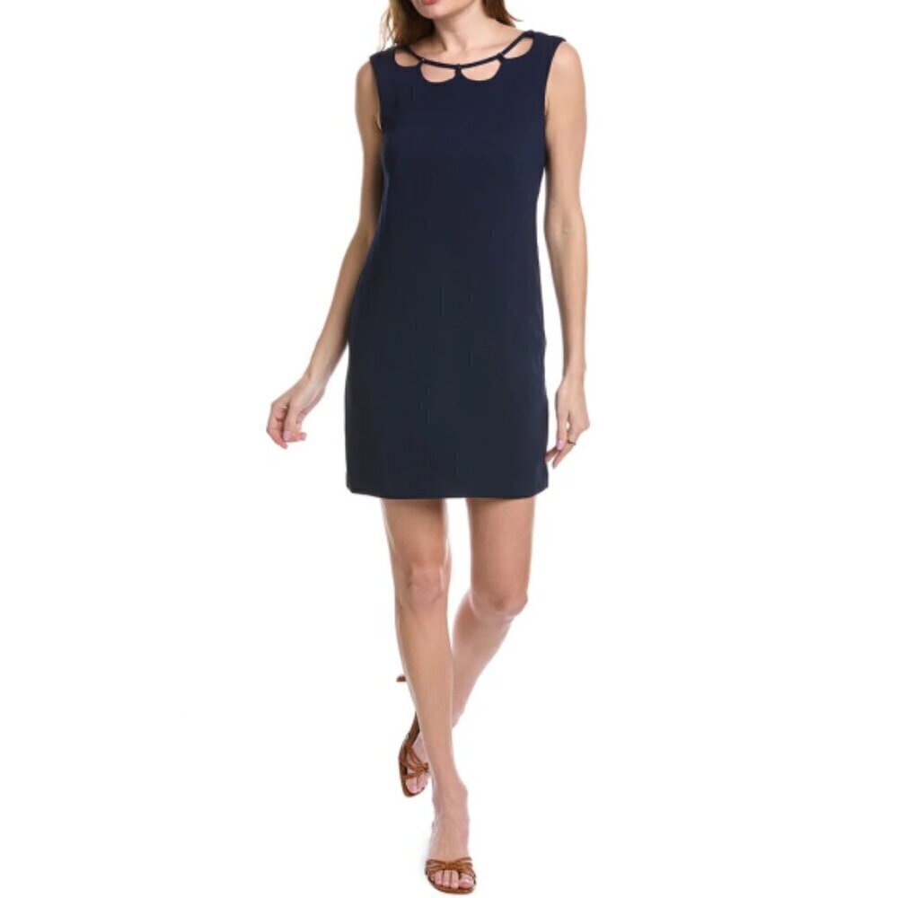Trina Turk 'Lizbeth' Cut-Out Neckline Sleeveless Crepe Dress, Indigo